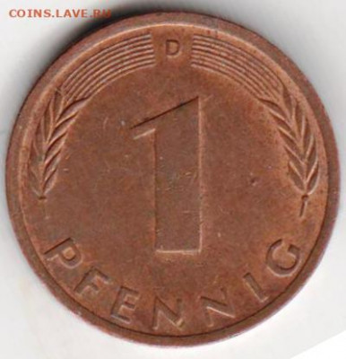 ФРГ 1 пфенниг"D" 1976 г. до 26.12.21 г. в 23.00 - 027
