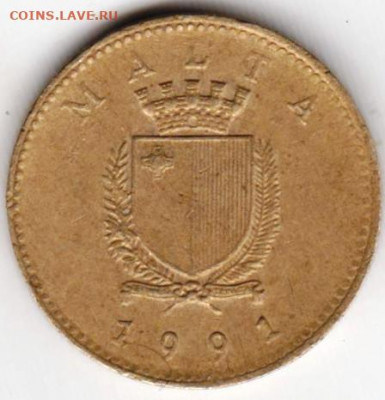 МАЛЬТА  1 цент 1991 г. до 26.12.21 г. в 23.00 - 010