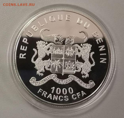 1000фр 2012 Бенин- Йоркширский терьер, серебро, до 26.12 - Z Собака Йорк-2