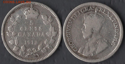 Канада 5 центов 1913 (Ag) до 22:00мск 23.12.21 - Канада 5 центов 1913 (Ag) - 300