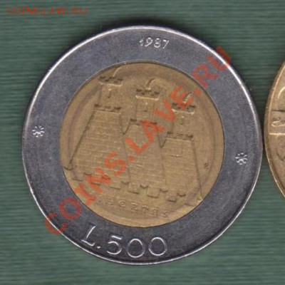 Сан Марино, Биметалл, 500 Лир 1987 (08.11) - s37