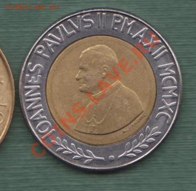 Ватикан, Биметалл 500 Лир 1990 (08.11) - v31