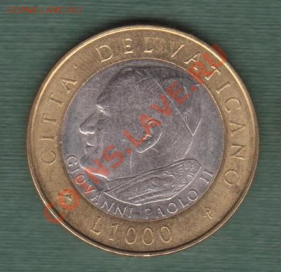 Ватикан, Биметалл 1000 Лир 2001 (08.11) - v34