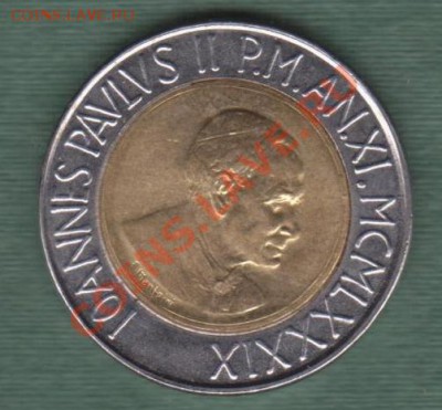 Ватикан, Биметалл 500 Лир 1989 (08.11) - v37