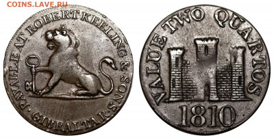 Токены. - Гибралтар - токен - 2 кварты 1810