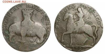 Токены. - Англия Токен 1-2 пенни 1792 Ковентри