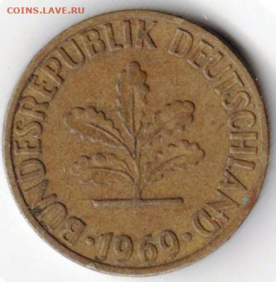 ФРГ 5 пфеннигов 1969 г."D" до 01.01.22 г. в 23.00 - 015