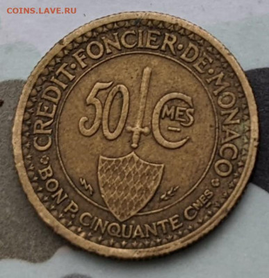 Монако 50 сантим 1926 до 22-00 28.12 - PXL_20211225_090407736_4
