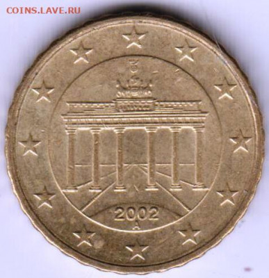 ГЕРМАНИЯ 10 евроцентов 2002 г. "А" до 05.01.22 г. в 23.00 - 006