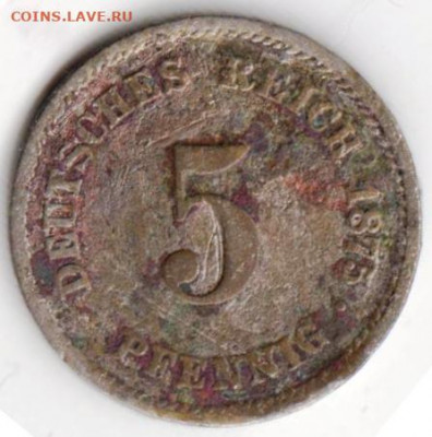 ГЕРМАНИЯ 5 пфеннигов 1875 г. до 05.01.22 г. в 23.00 - 035