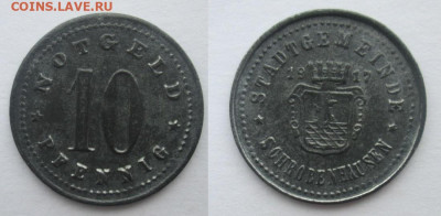 Нотгельды Германии. Обзорная тема. - 10 пф. 1917г., цинк, гурт риф. Шробенхаузен.JPG