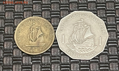 Восточные Карибы 5 центов 1955 + 1 доллар 1997 Корабли - 04730BD3-AC5A-4B91-9C3C-65C1792C5475