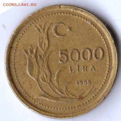 ТУРЦИЯ 5000 лир 1995 г. до 13.01.22 г. в 23.00 - 029