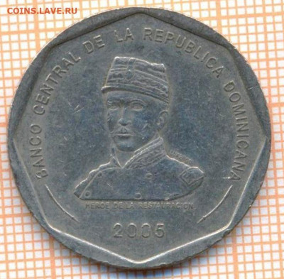 Доминикана 25 песо 2005 г., до 13.01.2022 г. 22.00 по Москве - Доминикана 25 песо 2005 3780