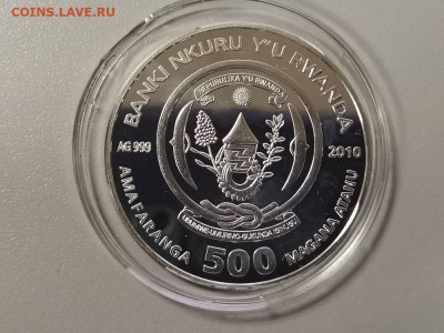 500 франков 2010 Руанда- Крылатка-зебра Ag999, до 15.01 - С Рыба-лев-2