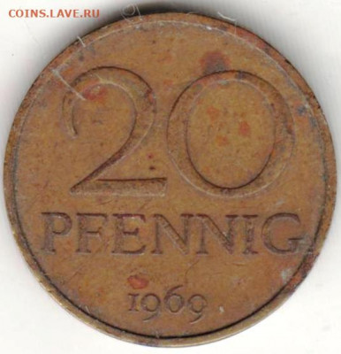 ГДР 20 пфеннигов 1969 г. до 17.01.22 г. в 23.00 - 063