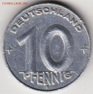 ГДР 10 пфеннигов 1952 г. "E" до 17.01.22 г. в 23.00 - 064