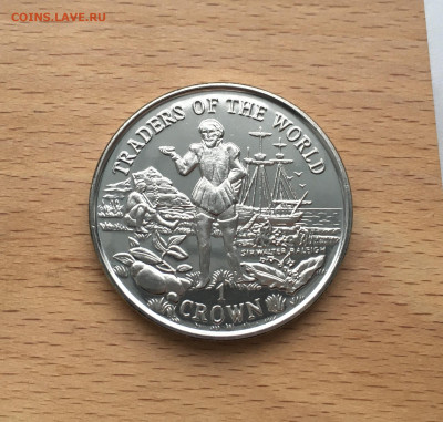 Шайба Гибралтар 1 крона 1998 Уолтер Рэли Корабль Парусник - IMG_3816.JPG