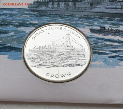 Шайба Остров Мэн крона 1994 Высадка в Нормандии Корабль КПД - IMG_3495.JPG