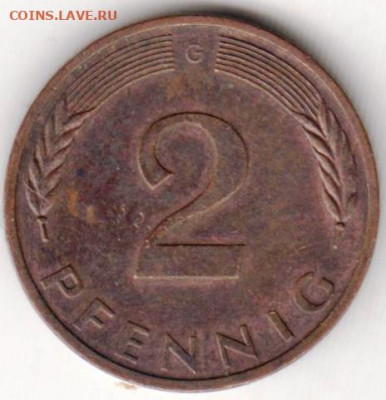 ГЕРМАНИЯ 2 пфеннига 1984 г. "G" до 21.01.22 г. в 23.00 - 039