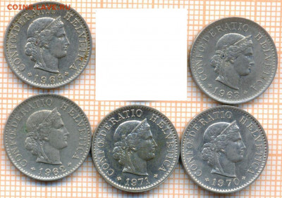 Швейцария 5 раппенов, фикс 15 руб - Швейцария 5 раппенов 5шт фикс 3257