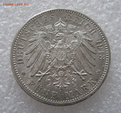 Великое герцогство Баден. Фридрих II. 5 МАРОК 1913 г. UNC. - 5 Мар13 (4).JPG