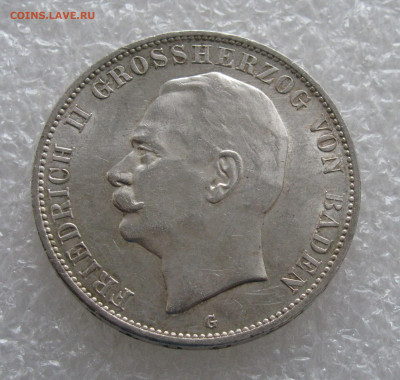 Великое герцогство Баден. Фридрих II. 5 МАРОК 1913 г. UNC. - 5 Мар13 (3).JPG