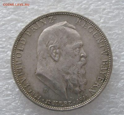 Королевство Бавария. Луитпольд. 5 МАРОК 1911 года. - 5Мар1911 (3).JPG