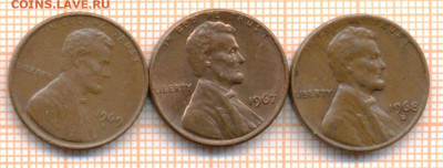 США 1 цент 1967,1968,1969, фикс 1 монета - 10 руб - США 1 цент 1967,68,69 2930