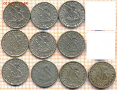 Португалия 2,5 эскудо, 1 мон 10 руб - Португалия 2 с пол эскудо 12 шт 2956