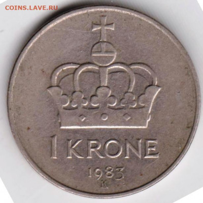 НОРВЕГИЯ 1 крона 1983 г. "К" до 27.01.22 г. в 23.00 - 040