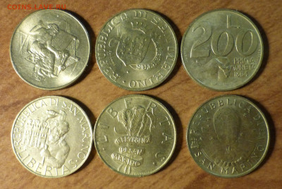 Сан- Марино, 200 лир 6 монет. 1978- 1997 г.г. - P1060162.JPG