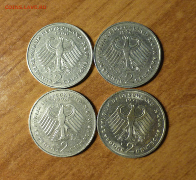 ФРГ, 2 марки: 1974J, 1975F, 1980G, 1994F - P1060174.JPG