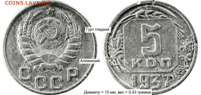 5 копеек 1937 год пробная или рукоблудие? - 5 копеек 1937