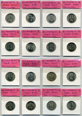 Коллекция шиллингов Великобритании 1953-66 гг. Pruff ; UNC - img338