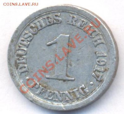 Германия 1  пфеннинг  1917 г.До 11.11.11 г. 21-00 МСК. - Германия 1