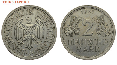 ФРГ. 2 марки 1951 г. J. До 30.01.22. - Р987.JPG