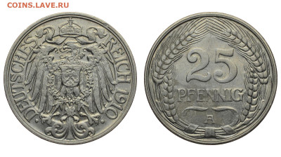 Германия. 25 пфеннигов 1910 г. A. До 30.01.22. - Р988.JPG