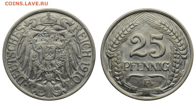 Германия. 25 пфеннигов 1910 г. F. До 30.01.22. - Р989.JPG