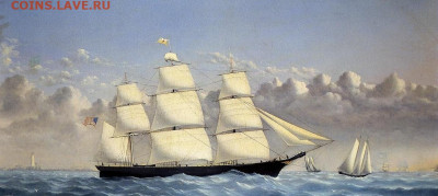 Монеты с Корабликами - clipper-ship-golden-west-of-boston-outward-bound-1853