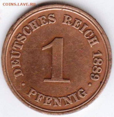 ГЕРМАНИЯ 1 пфенниг 1889 г. "АА" до 06.02.22 г. в 23.00 - 034