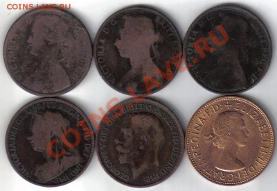 Британия 1 пенни 1872-1967 (6шт) до 11.11 21.00мск - Британия 1 пенни 1872-1967-1