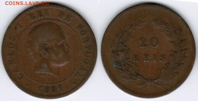 Португалия - 20 REIS 1891 года - 20 рейсов 1891