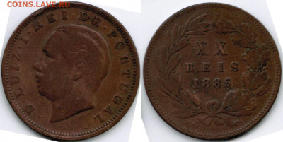 Португалия - XX REIS 1885 года - Португалия  ХХ рейсов 1885