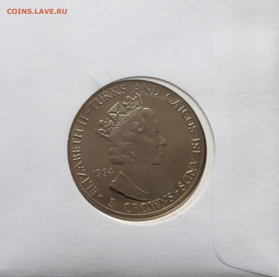 Крона Шайба Тёркс и Кайкос 5 крон 1994 Высадка в Нормандии - IMG_5230.JPG