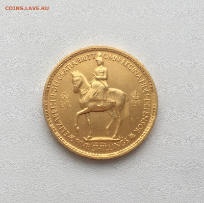 Крона Шайба Великобритания 5 шиллингов 1953 Коронация позоло - IMG_5164.JPG