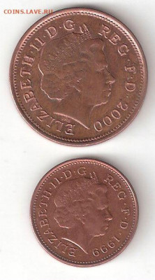 Великобритания: 2 Пенса 2000, 1 Пенни 1999 ФИКС - Britsh 2 Pence 2000,1 Penny 1999 a