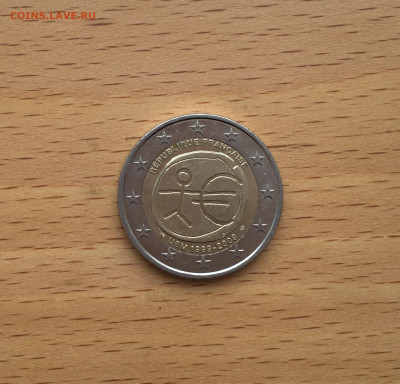биметалл Франция 2 евро 2009 10 лет введения евро - IMG_5396.JPG