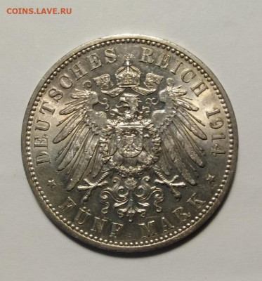 Саксония 5 марок 1914г ,до 15.02.2022г в 22.00 мск - 5