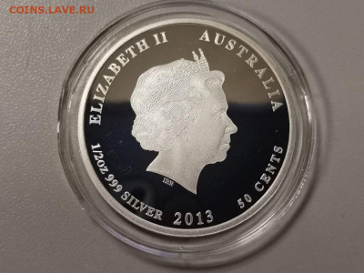 50 центов 2013 Австралия- Какаду, серебро. Ag999, до 19.02 - С Попугай-2